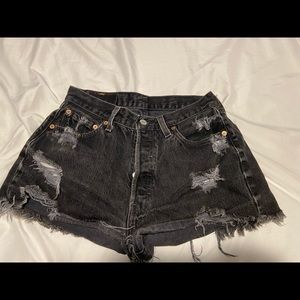 Levis black high waist jean shorts